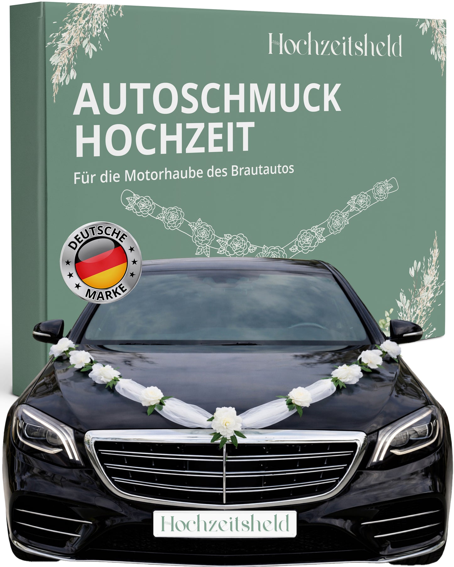 Autoschmuck Hochzeit für die Motorhaube des Brautoautos