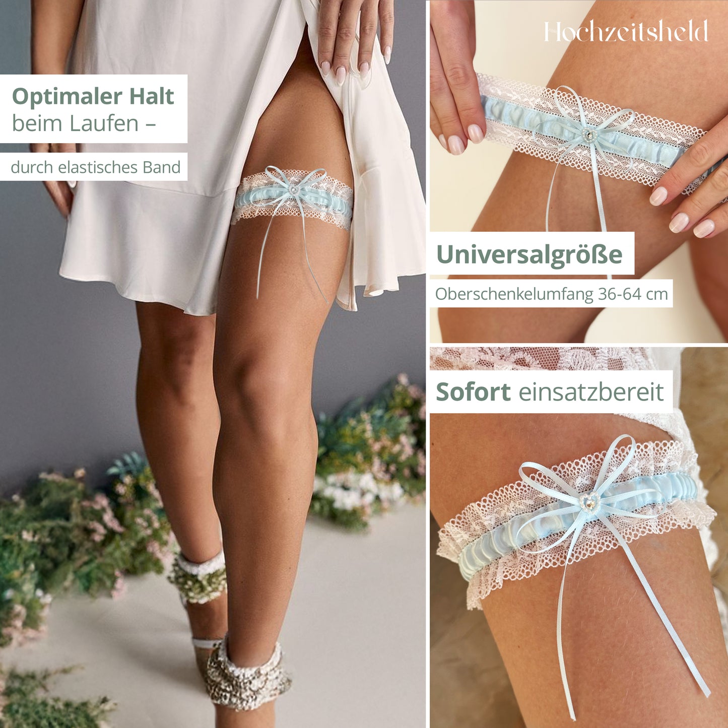 Blaues Strumpfband Hochzeit - Geschenk-Option im eleganten Design