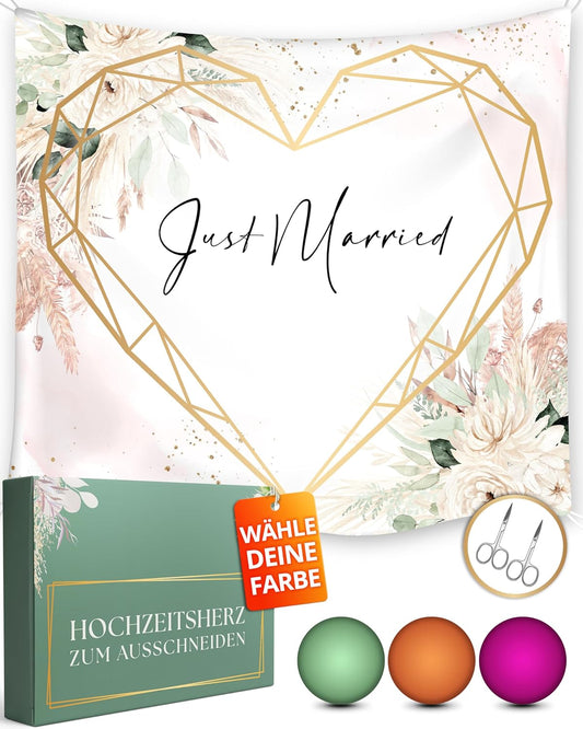 Hochzeitsherz zum Ausschneiden - Geometrisch, Elfenbein
