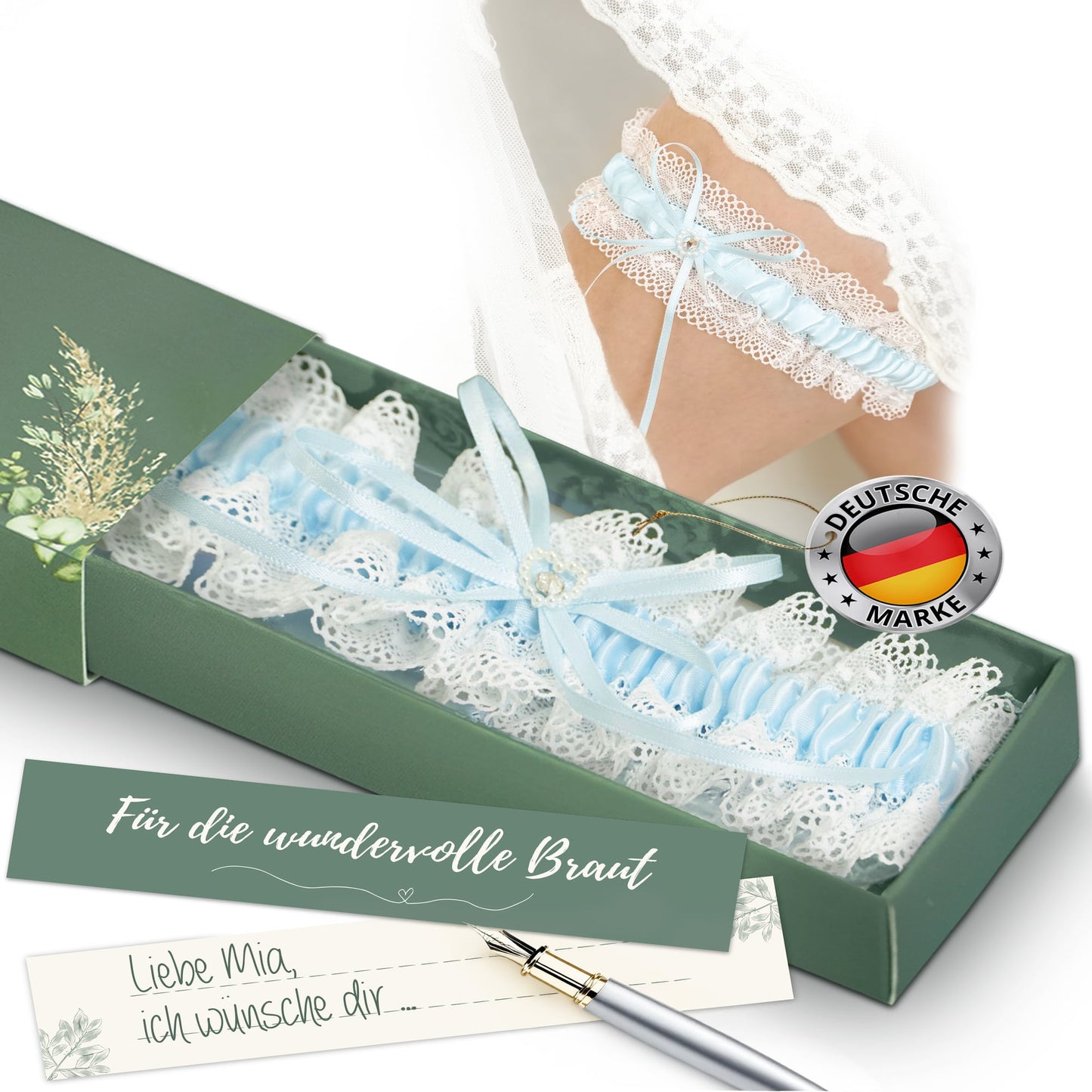 Blaues Strumpfband für die Braut