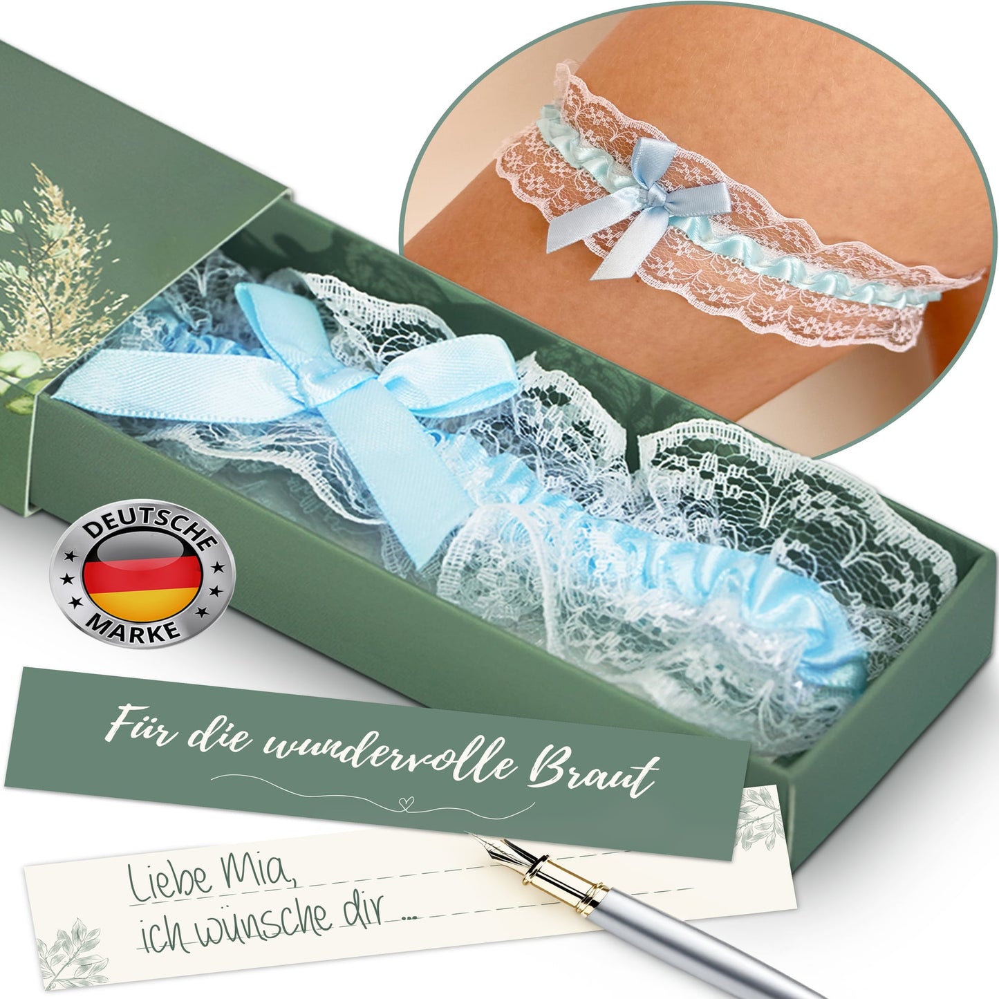 Blaues Strumpfband für die Braut