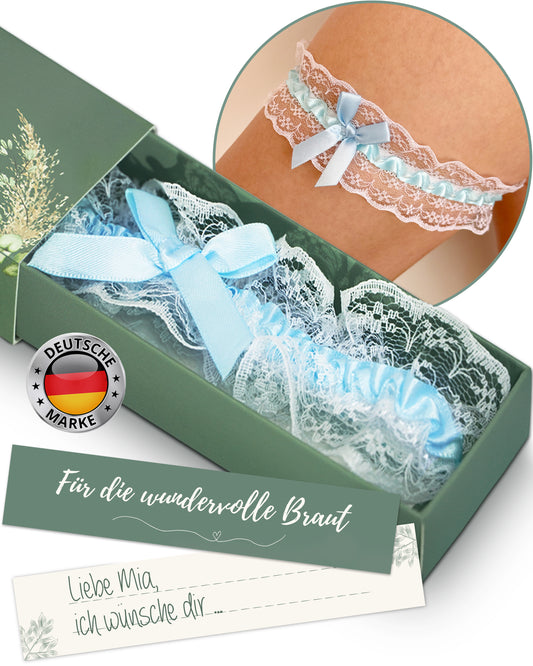 Blaues Strumpfband Hochzeit - Geschenk-Option im schlichten Design