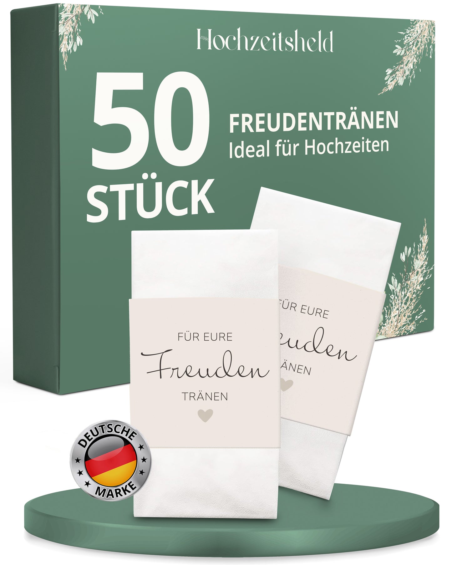 50x Freudentränen Taschentücher Banderole