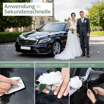 Autoschmuck Hochzeit für die Motorhaube des Brautoautos