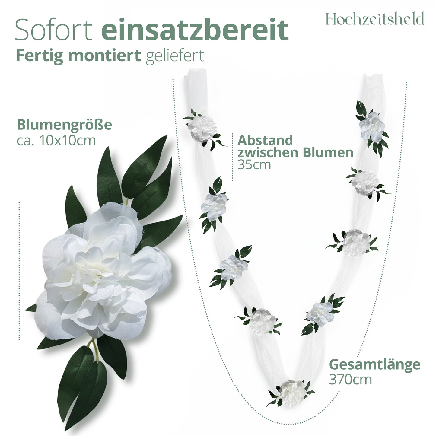 Autoschmuck Hochzeit für die Motorhaube des Brautoautos