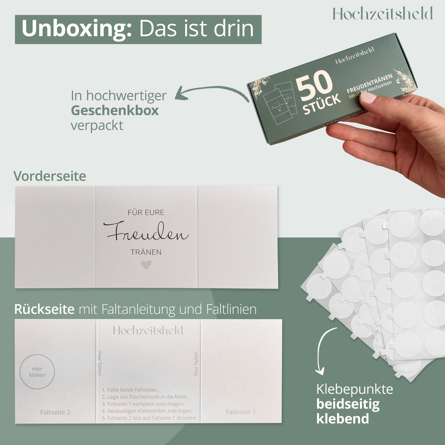 50x Freudentränen Taschentücher Banderole