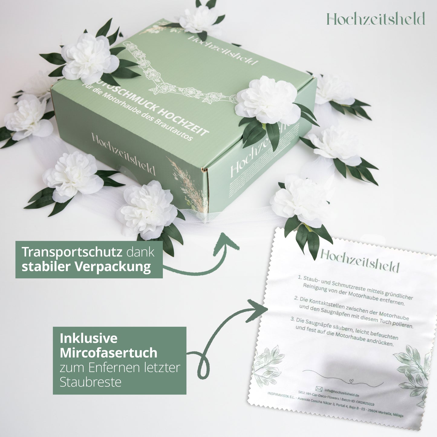 Autoschmuck Hochzeit für die Motorhaube des Brautoautos