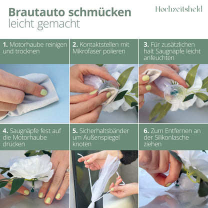 Autoschmuck Hochzeit für die Motorhaube des Brautoautos