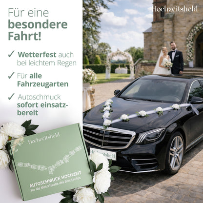 Autoschmuck Hochzeit für die Motorhaube des Brautoautos