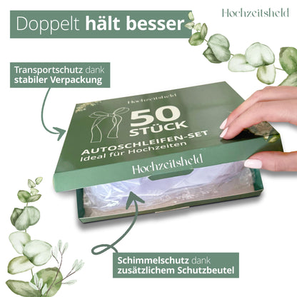 Weiße Autoschleifen Hochzeit