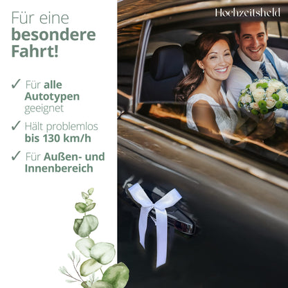 Weiße Autoschleifen Hochzeit
