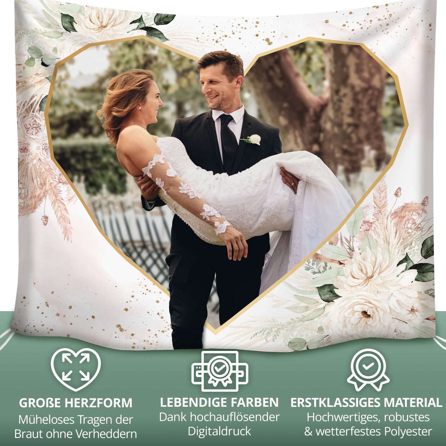 Hochzeitsherz zum Ausschneiden - Geometrisch, Elfenbein