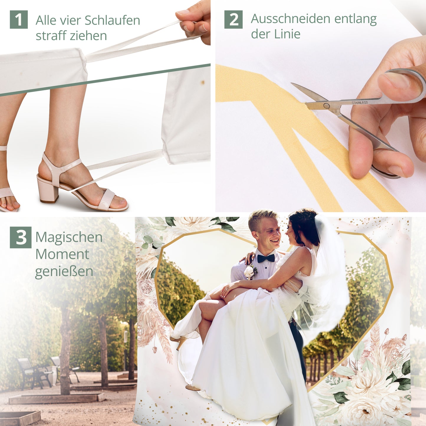Hochzeitsherz zum Ausschneiden - Geometrisch, Elfenbein