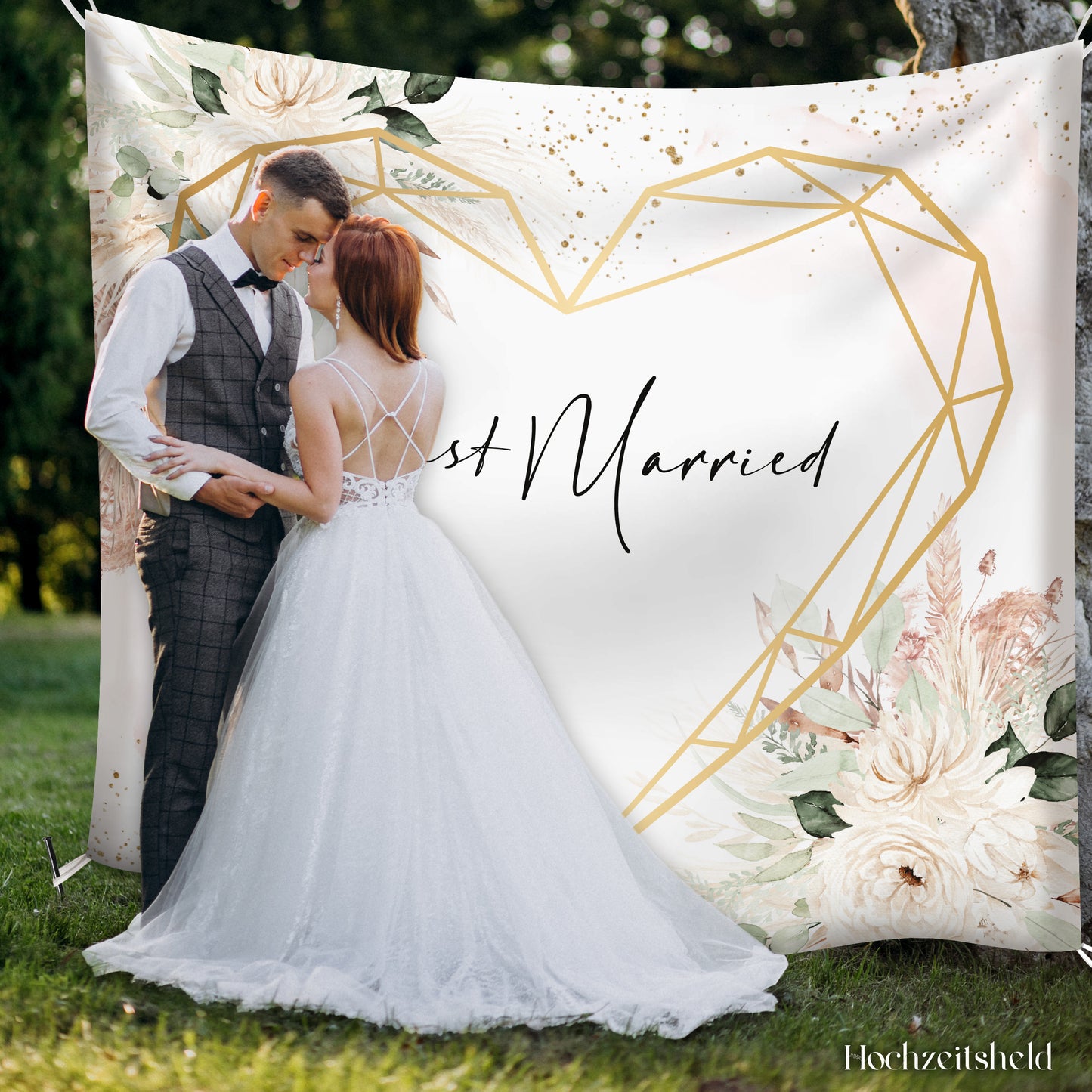 Hochzeitsherz zum Ausschneiden - Geometrisch, Elfenbein